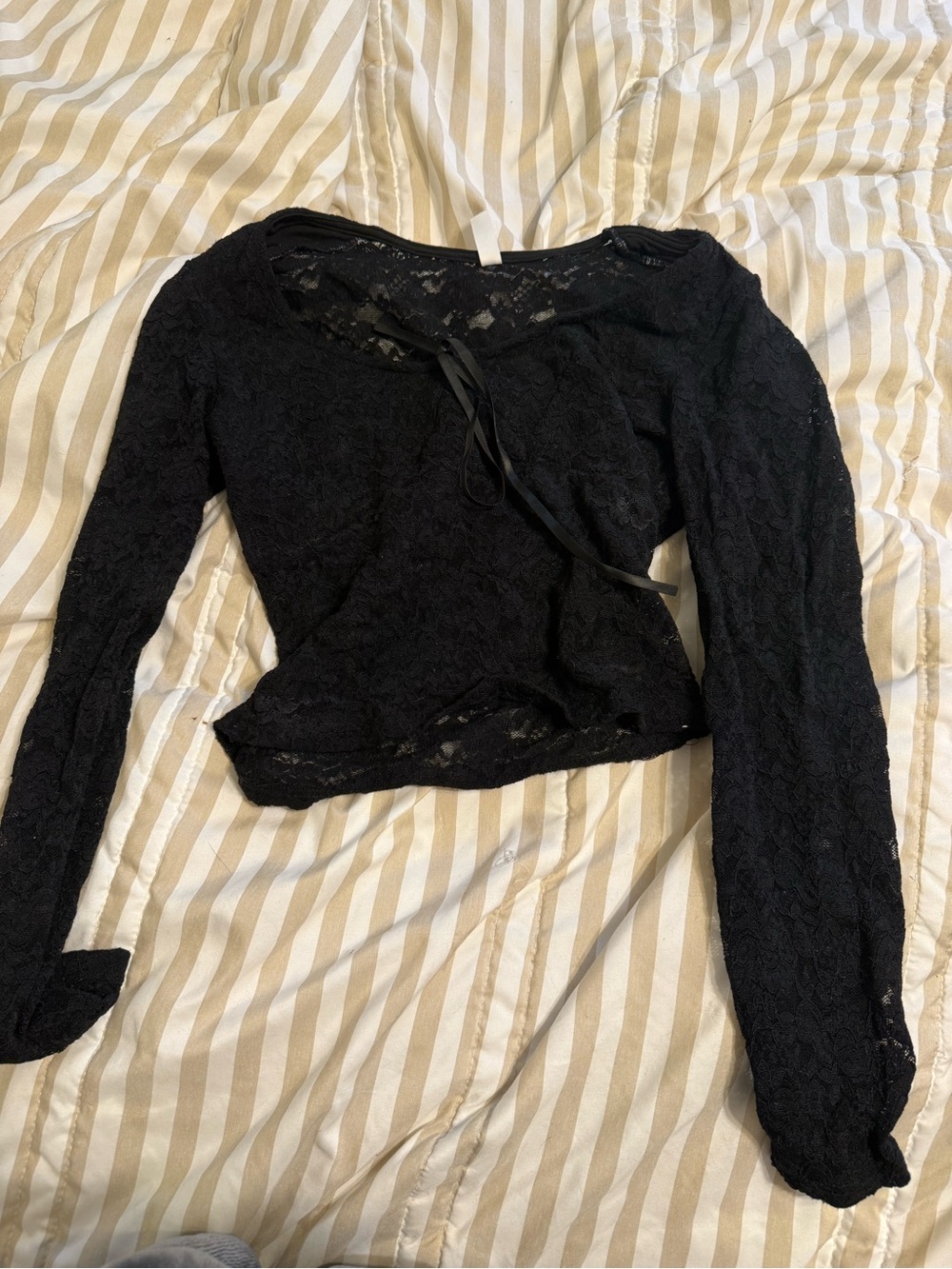 Black Lace Long Sleeve Women's Top